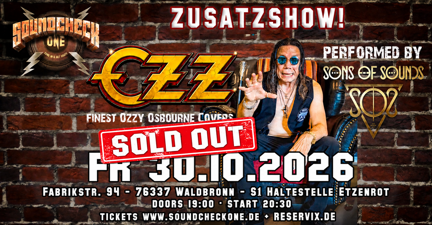 SOLD OUT Zusatzshow: OZZ – Ozzy Osbourne tribute by SONS OF SOUNDS