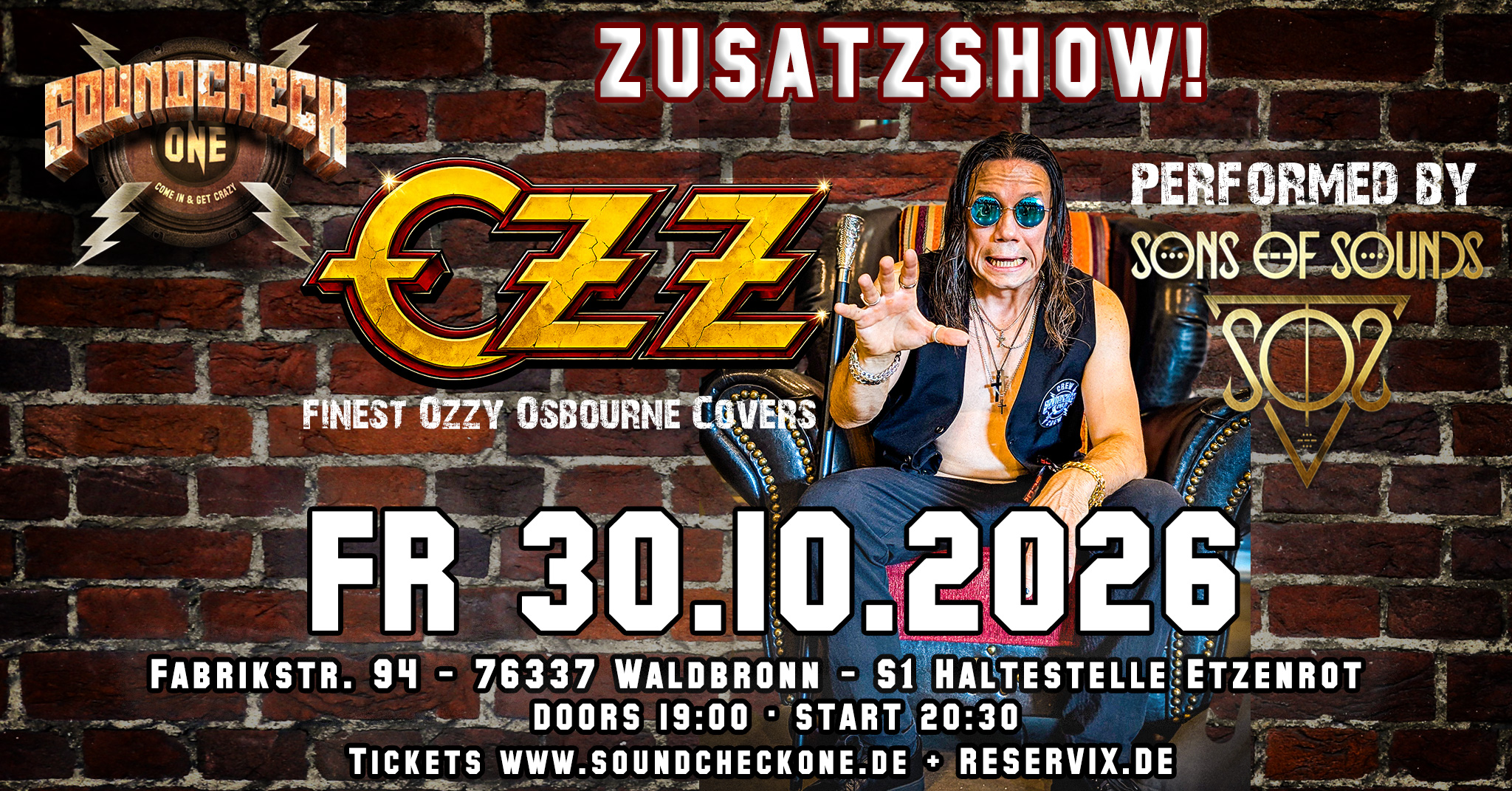 Zusatzshow: OZZ – Ozzy Osbourne tribute by SONS OF SOUNDS